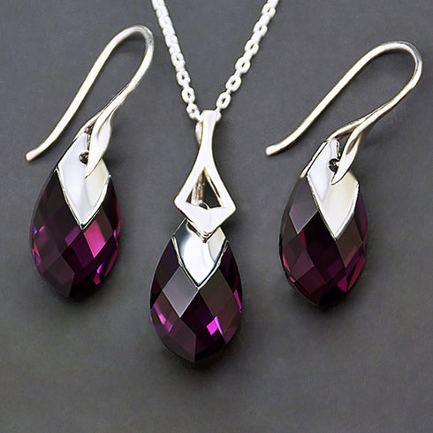 Sudraba komplekts "Baroka II (Amethyst Light Chrome)" ar Swarovski™ kristāliem